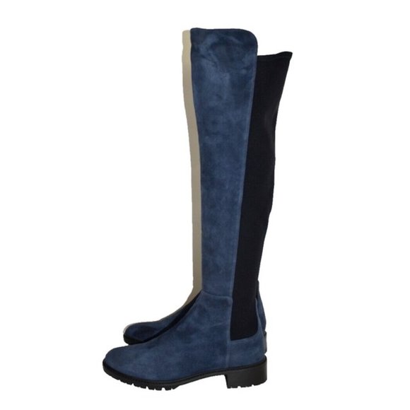 $950 STUART WEITZMAN CITY SUEDE OVER THE KNEE CHUNKY BOOT BLUE 10.5 (PB9) - Picture 4 of 8